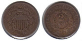 1864 Two Cent Piece Old US Civil War Antique Copper Coin