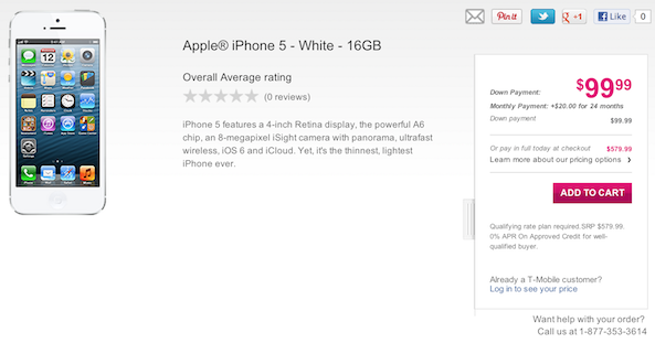 T-Mobile: iPhone 5 Now Available For Pre-Order