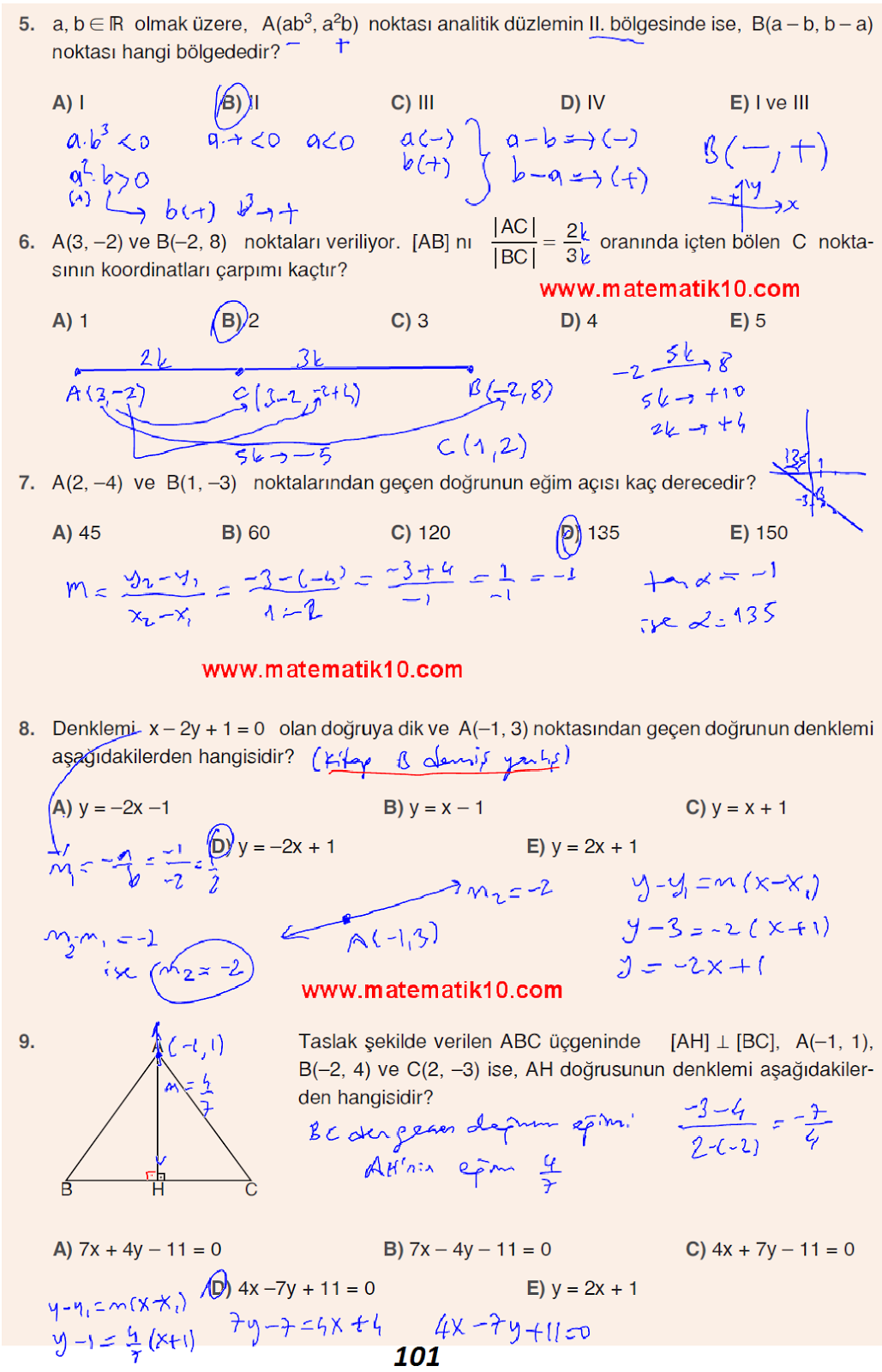 10 Sinif Matematik Netbil Yayinlari Calisma Kitabi Cevaplari Sayfa 101 Https Onlinesinavlar Blogspot Com