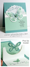 VIDEO & PDF Tutorial for Half Circle Pop Up card featuring Stampin' Up! Watercolor Wings stamp set #stampinup www.juliedavison.com
