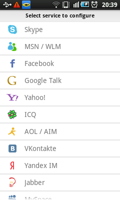 Android Messenger - Add Account