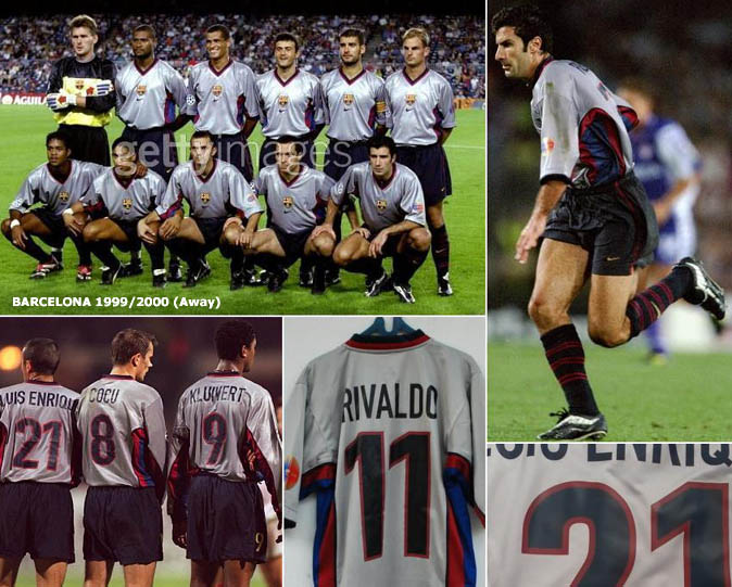Football teams shirt and kits fan Retro font Barcelona 1999/2000