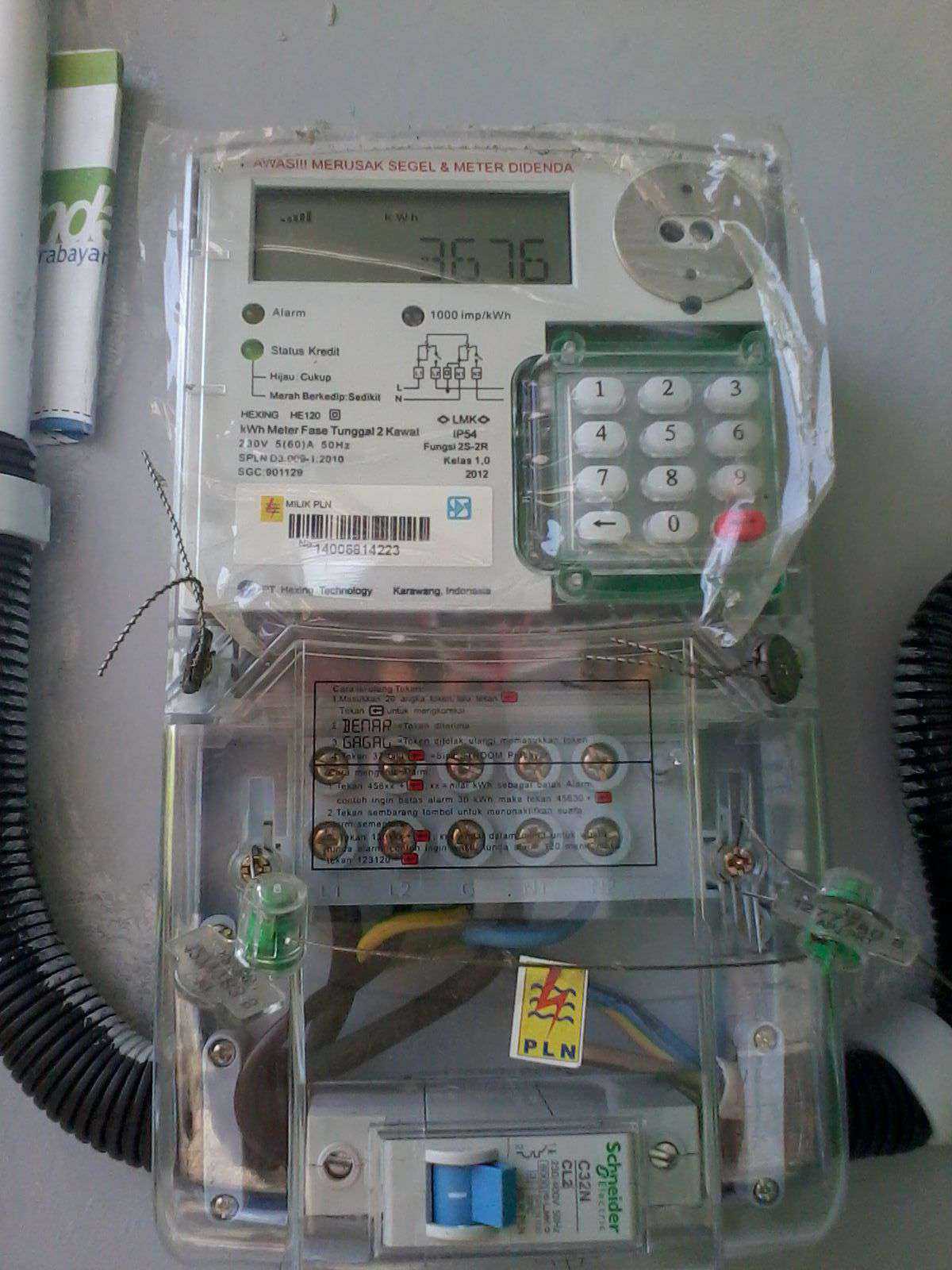 Dng01 197 Kwh meter 1 phase prabayar 5/20 hexing. dng01 197