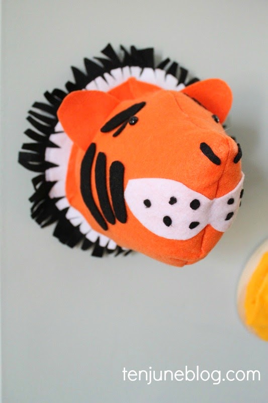 Ten June DIY Felt Stuffed Animal Head Wall Art Tutorial