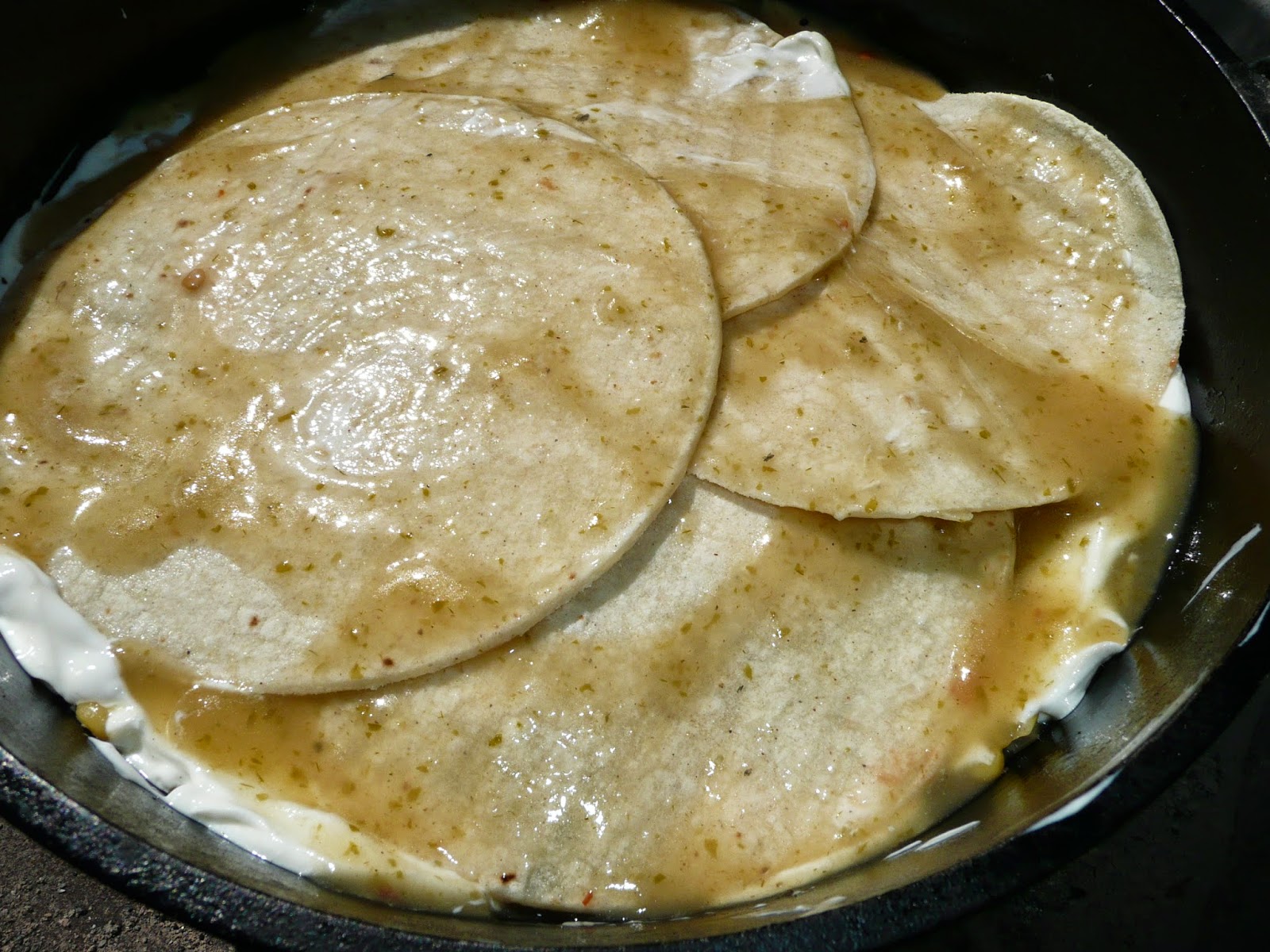 Everyday Dutch Oven Pulled Pork Tortilla Pie