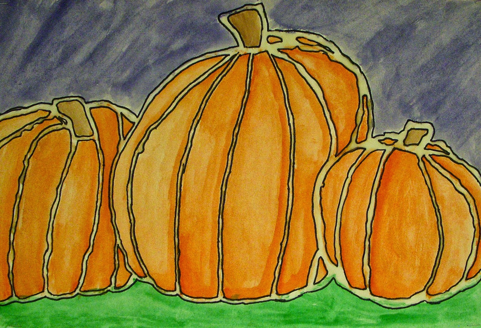 Contour Line Drawing Pumpkin : The art factory autumn pumpkins