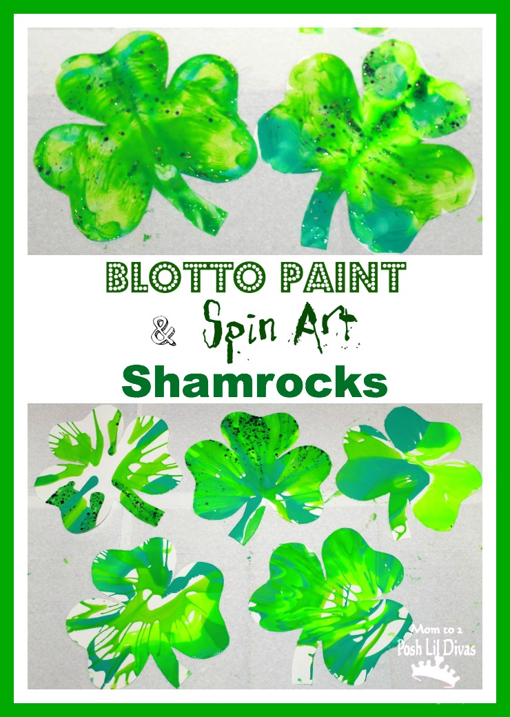 Spin Art and Blotto Paint Shamrock Art for Kids