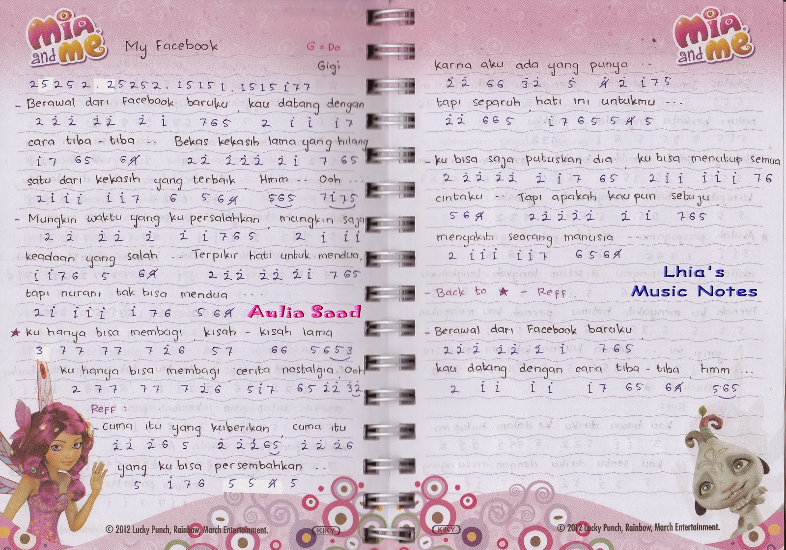Lhia's Music Notes | Belajar Not Angka Yuk! :) | Laman 71