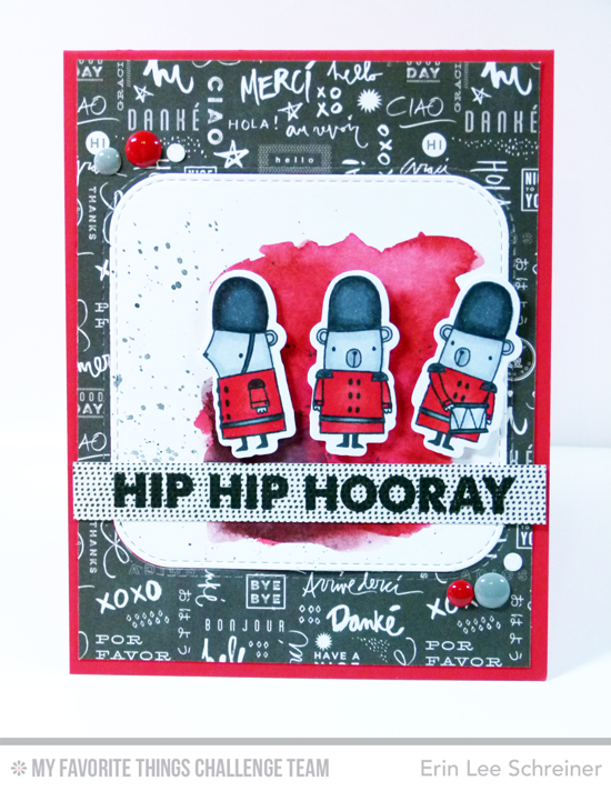 Hip Hip Hooray Card by Erin Lee Schreiner featuring the Birthday Chalkboard Greetings stamp set and London Mouse stamp set and Die-namics #mftstamps