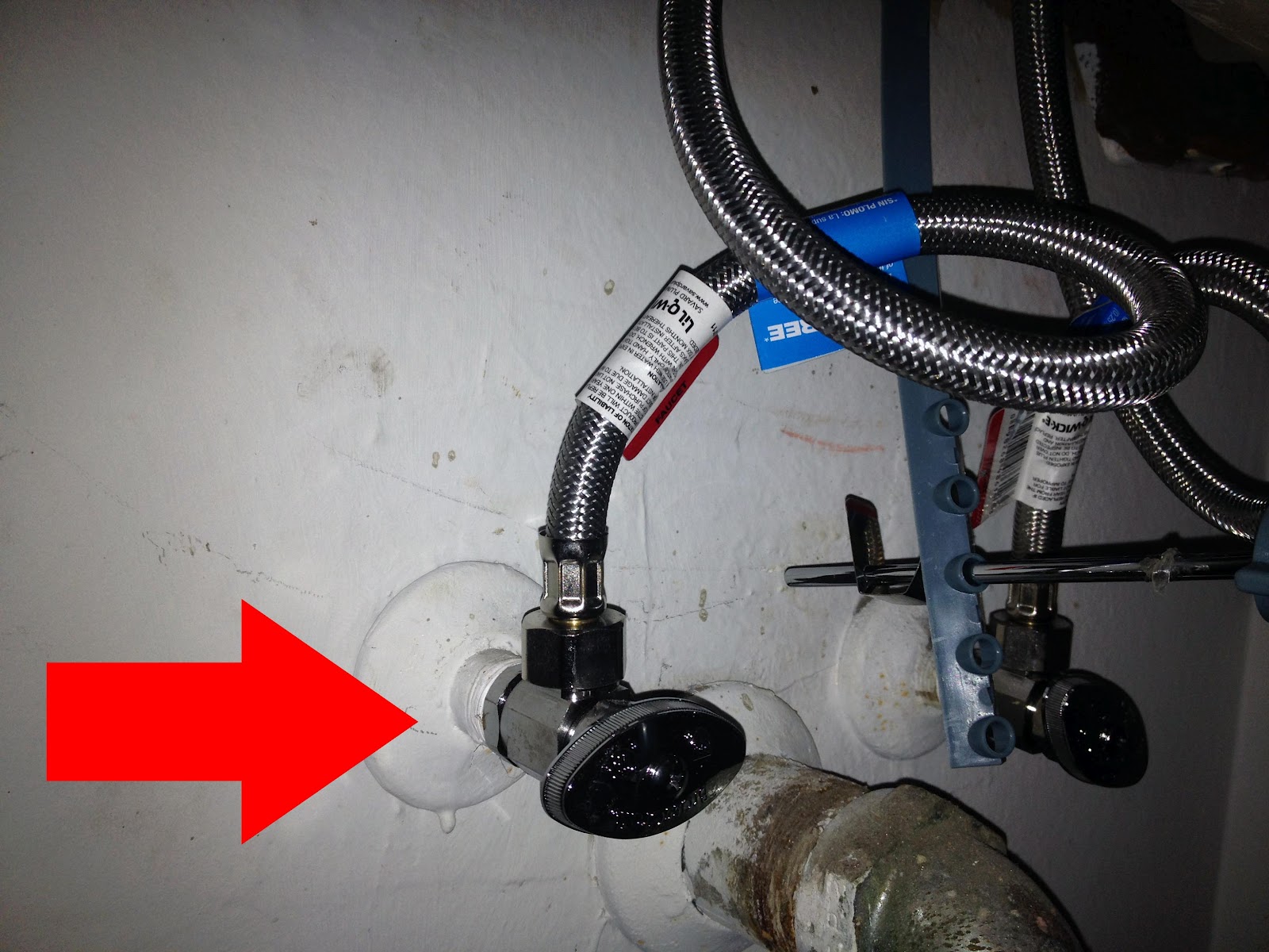 water valves under kitchen sink