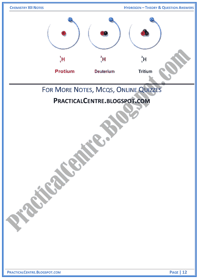 hydrogen-theory-and-question-answers-chemistry-12th