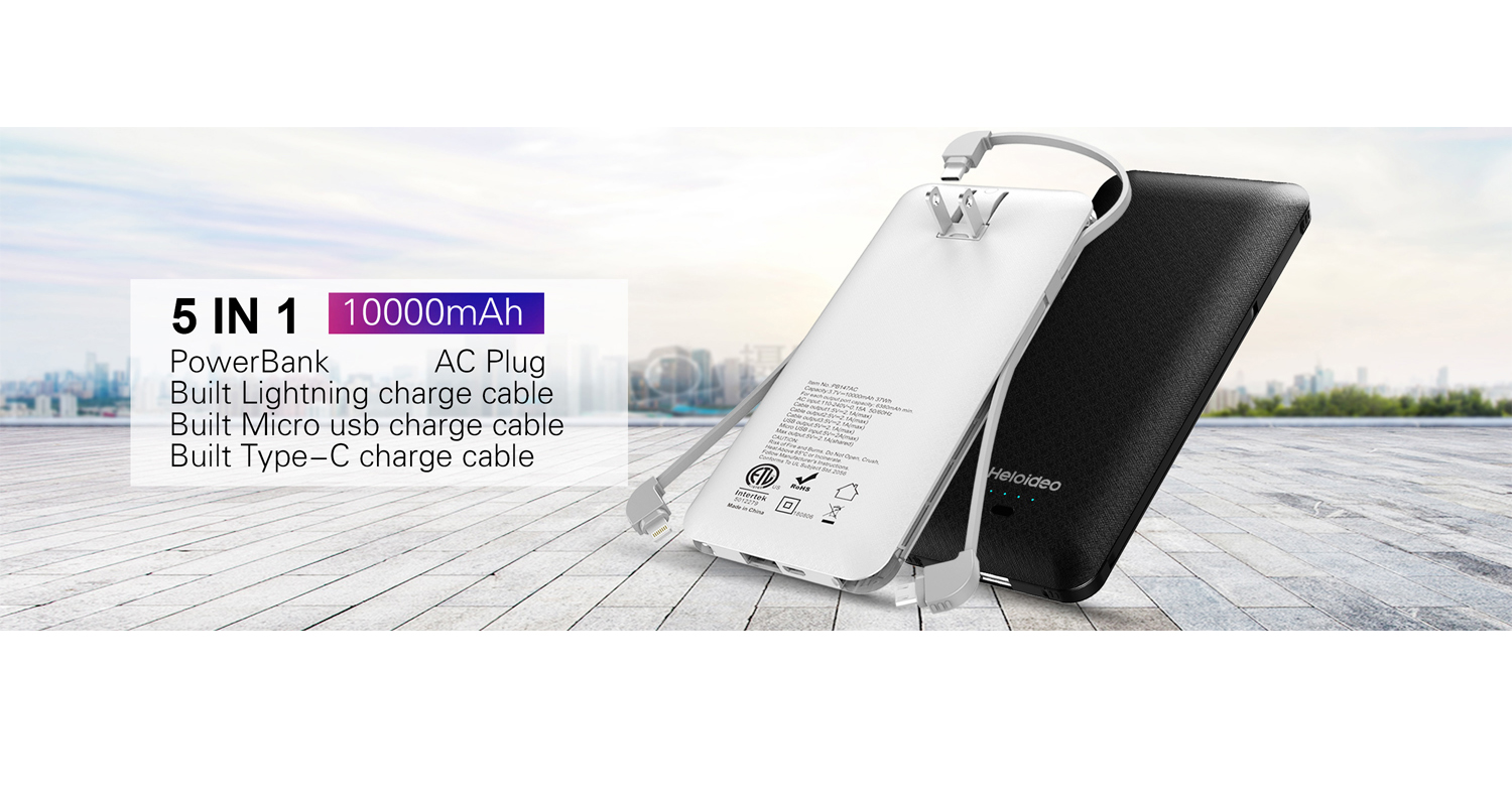 Power Bank with AC outlet,built-in charging cable