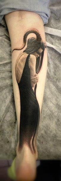 Supernatural creative tattoo on leg