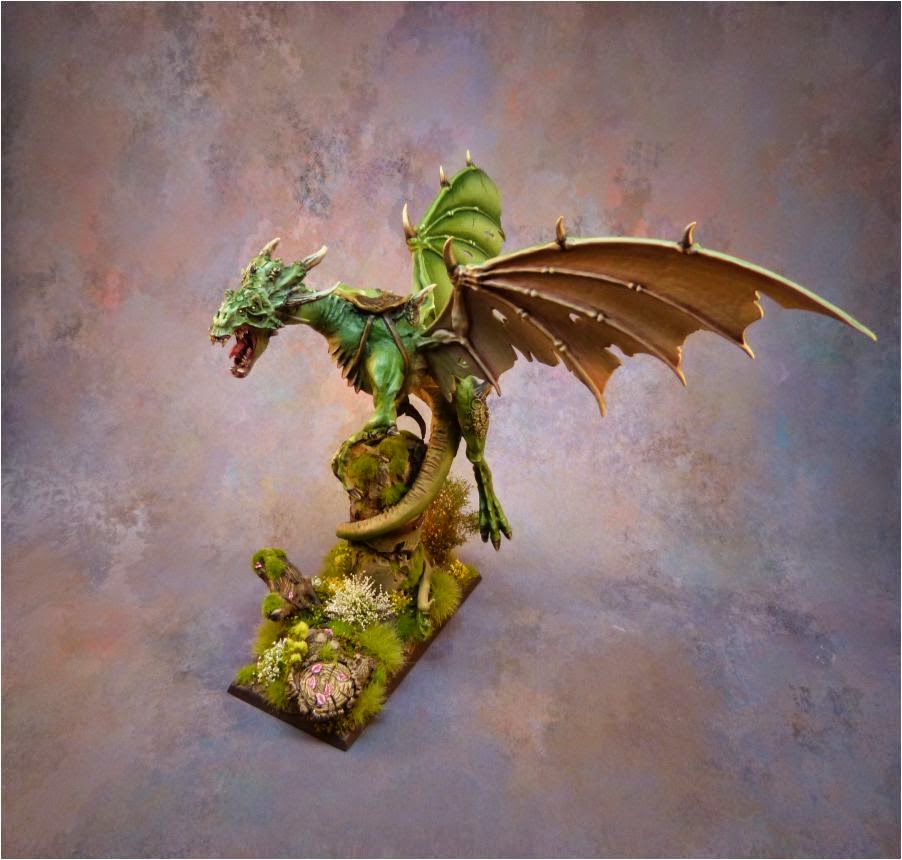 Wood Elves Glade Lord on Forest Dragon finished
