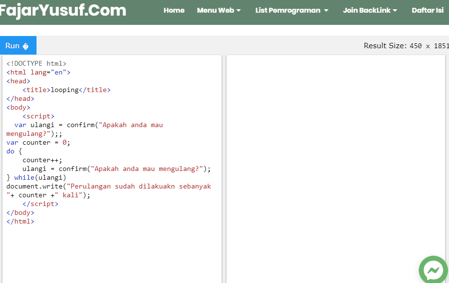 Looping Atau Perulangan Pada Program Javascript