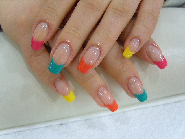 Colorful French Tip Acrylic Nails - wide 2