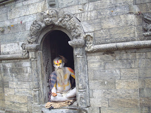A "Tourist Sadhu" at Pashupatinath temple complex.Pose for photographers.