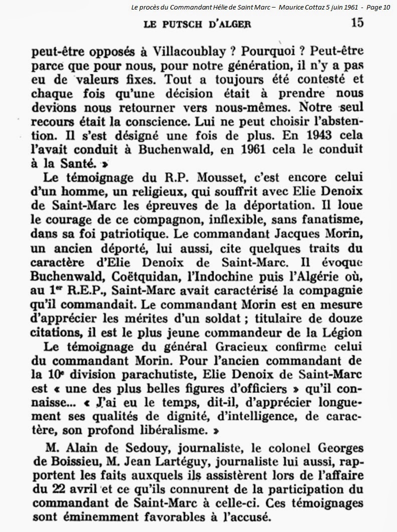 Hélie Denoix de Saint Marc 5 juin 1961, le procès&hellip;