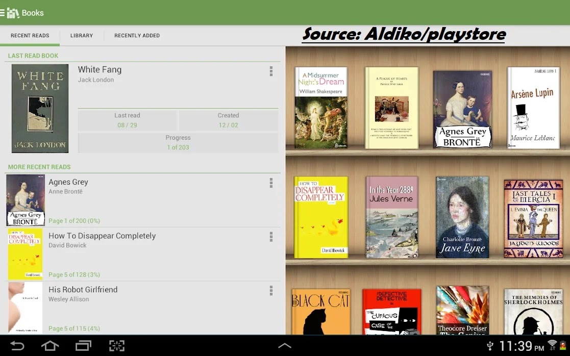 Aldiko android app for book reading