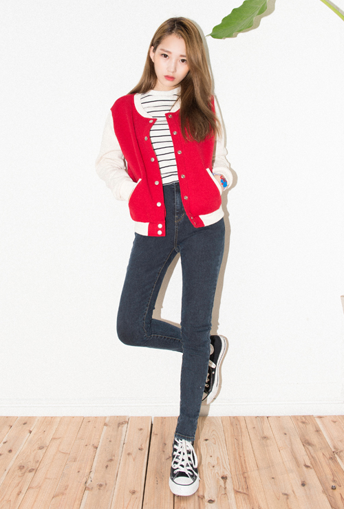 [Mixxmix] Basic Cotton Varsity Jacket KSTYLICK Latest Korean