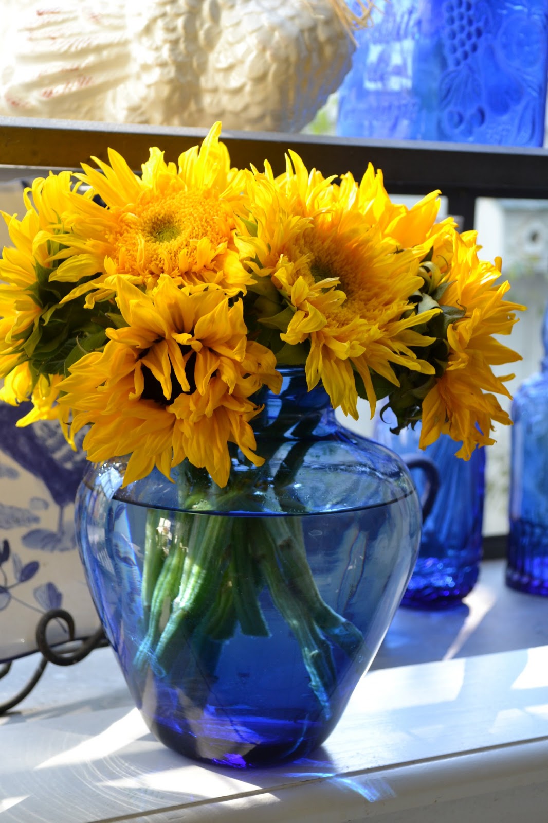 My Painted Garden Painting Yellow Flowers In A Blue Vintage Vase