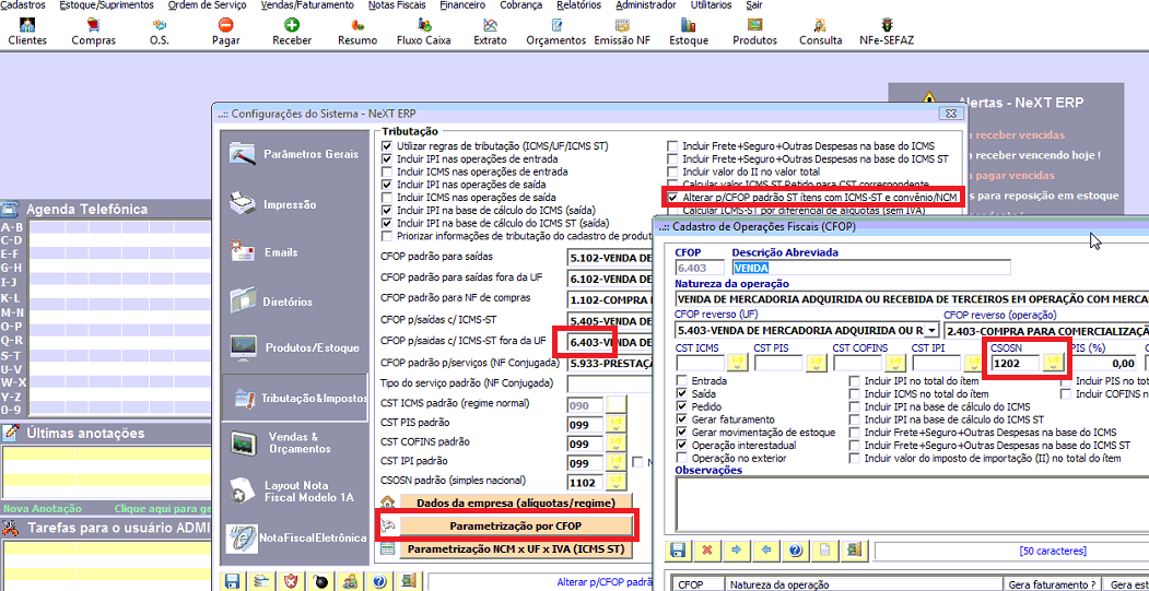 NeXT ERP ICMS ST calculo automático da substituição tributária