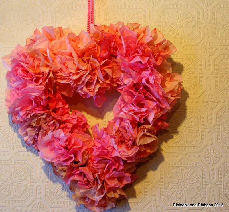 Pink Coffee Filter Heart Wreath