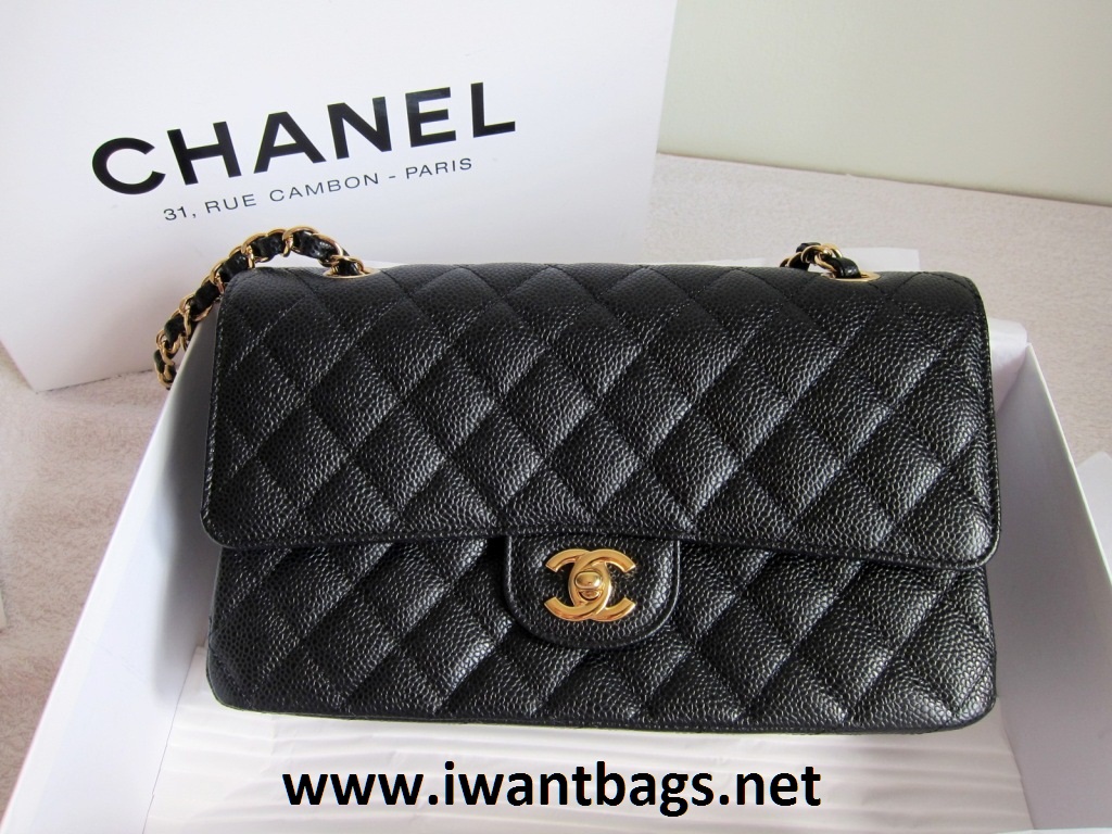 Chanel Classic Medium Flap Caviar Gold Hardware (A01112)