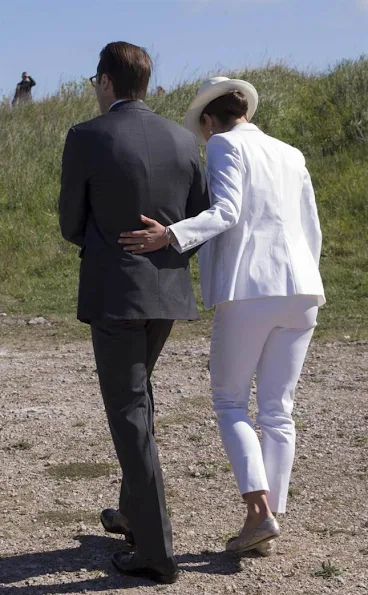 Crown Princess Victoria of Sweden and Prince Daniel of Sweden visited the Island of Gotland. Also visits the newly built bee-hotel. Gotland Governor Cecilia Schelin-Seidegård