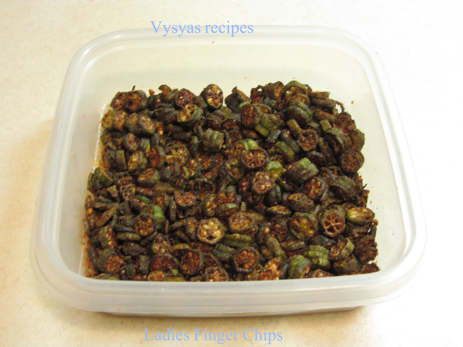 Vysya's Delicious Recipes Quick and easy Ladies Finger Chips
