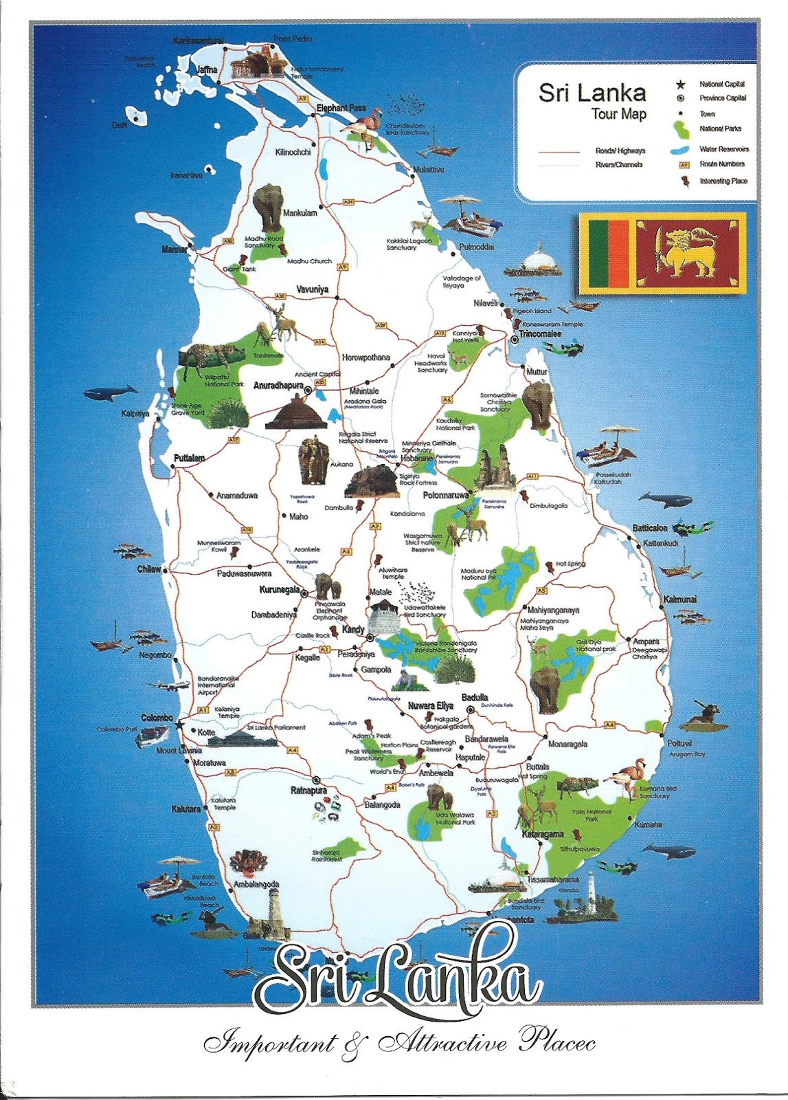 Sri Lanka Historical Places Map My Postcard-Page: Sri Lanka ~ Map ~