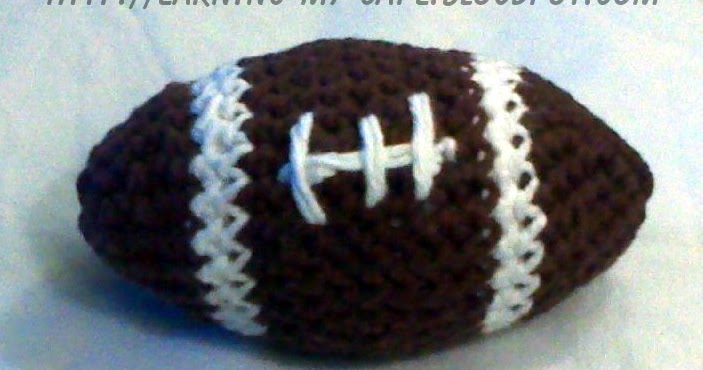 EarningMyCape Little Crochet Football free pattern Football crochet pattern earning cape hat newborn yarn toy amigurumi ball stuff