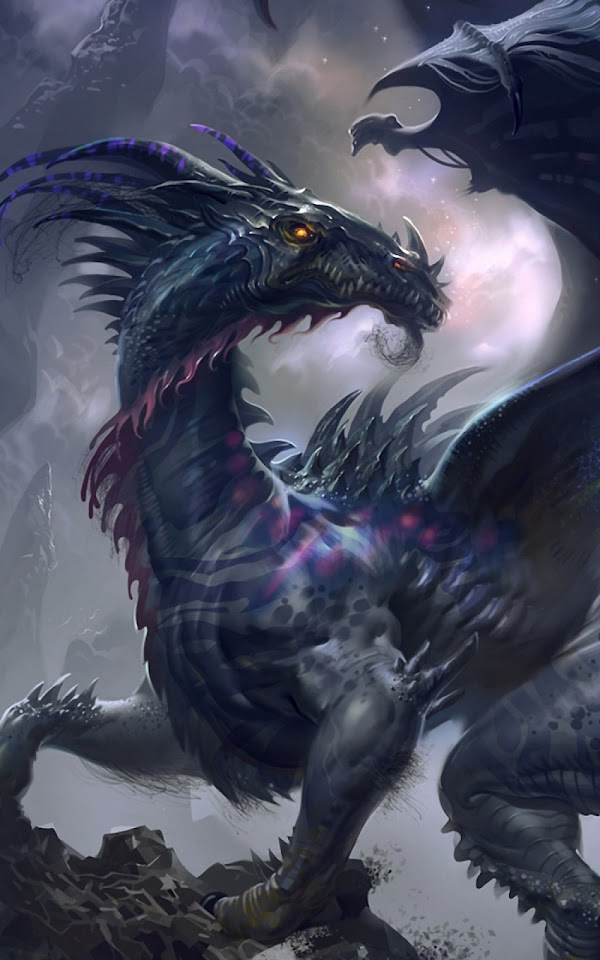 Grey Purple Fantasy Dragon Android Wallpaper