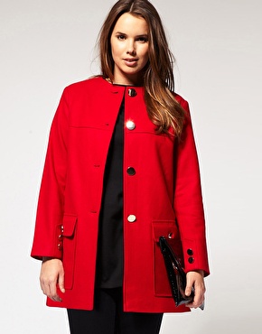 plus size collarless coat