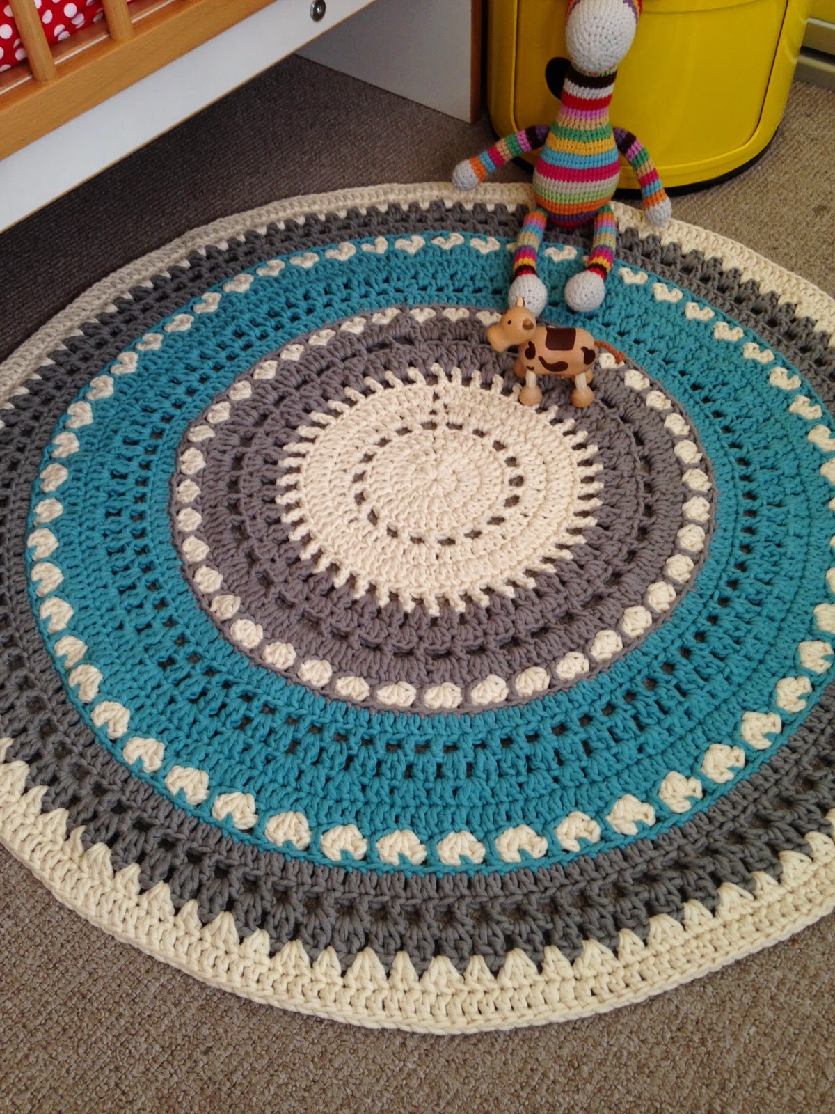 I Love Buttons By Emma Crochet Floor Rug