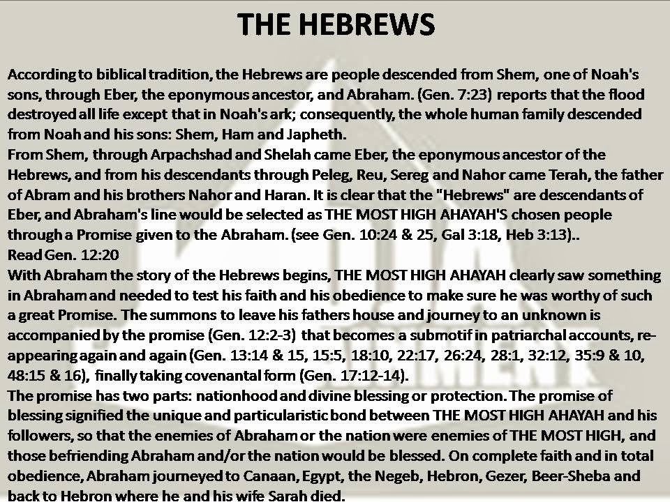 ALL STARTS WITH THE HEBREWS