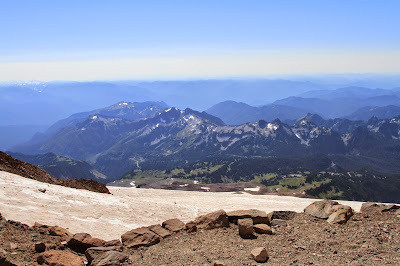 View from Camp Muir Looking South, Over Paradise Lodge Where the Hike Started
