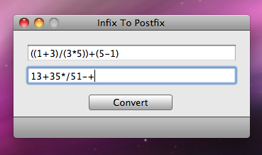 Java Program Conversion Infix Postfix Notation