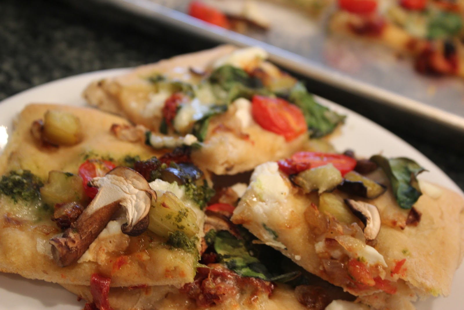 Thyme In Our Kitchen Olive Oil and Whole Wheat Flatbread with Veggies