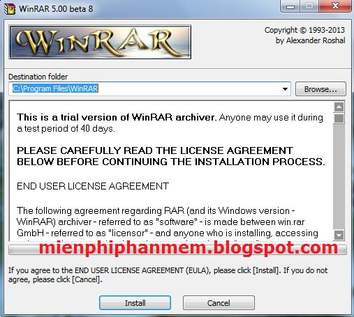 Chạy file cài đặt winrar 5.0 beta 8