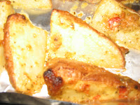 crispy browned home-made garlic and chilli wedges