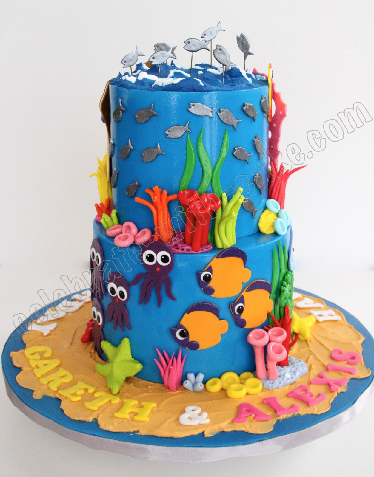 Celebrate with Cake! Ocean Life 2 tier Cake