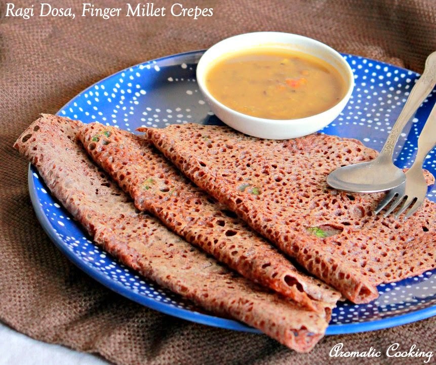 Aromatic Cooking Ragi Dosai, Finger Millet Crepes