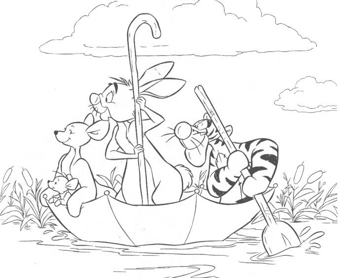 Disney Animal Roo Coloring Pages From Winnie The Pooh Cartoon
