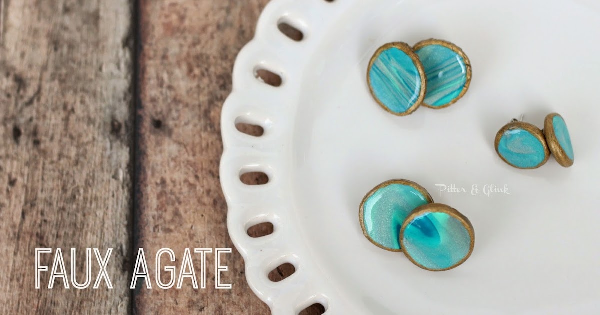 Faux Agate Earrings Made with Polymer Clay - Pitter and Glink