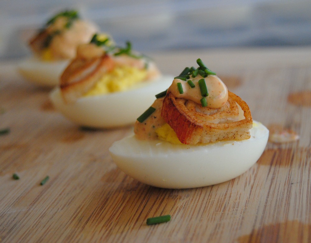 SteakNPotatoesKindaGurl Crab and Chipotle Aioli Deviled Eggs