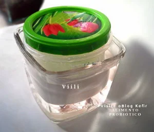 Iogurte Viili dentro de pote de vidro com água