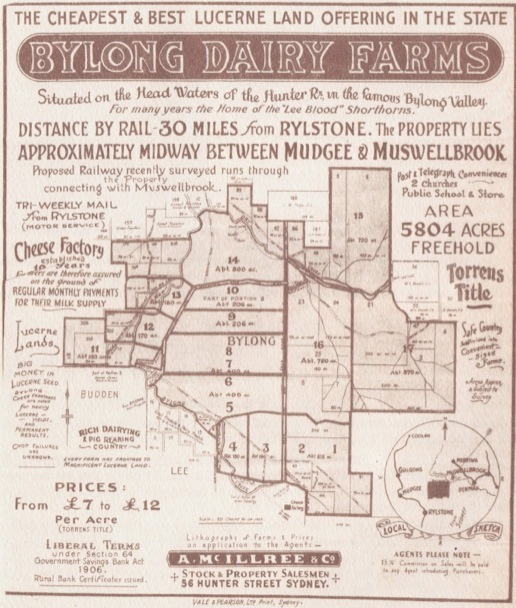 Old Images of Rylstone District Bylong Dairy Farms Map