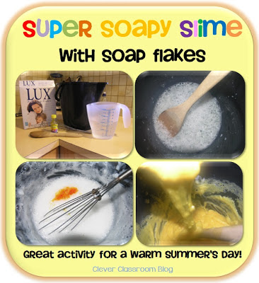 Image of Super Soapy Slime soap flakes recipe messy play from Clever Classroom