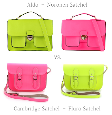 Aldo, Cambridge Satchel, handbags, neon, shopping